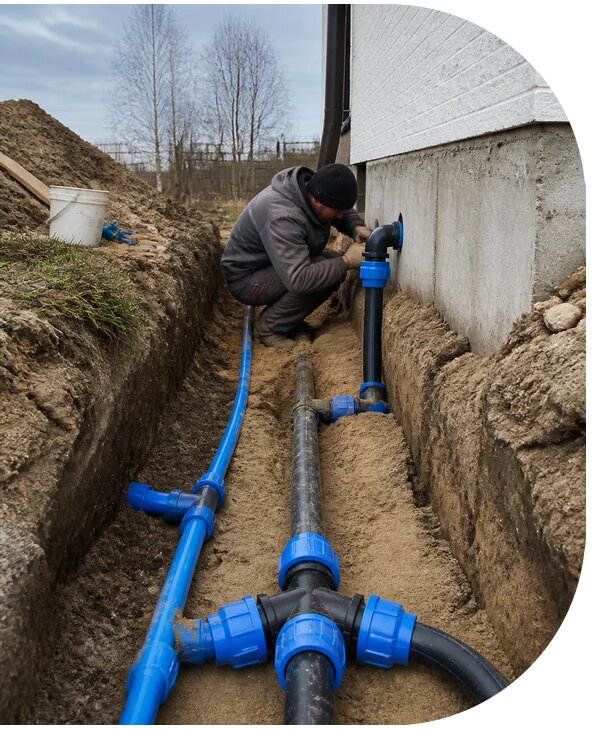 Монтаж наружного водопровода на участке под ключ в Курганинске